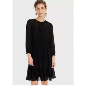 J. Crew Cinched Waist Sheer Knee Length Dress Layered Black Women’s Small